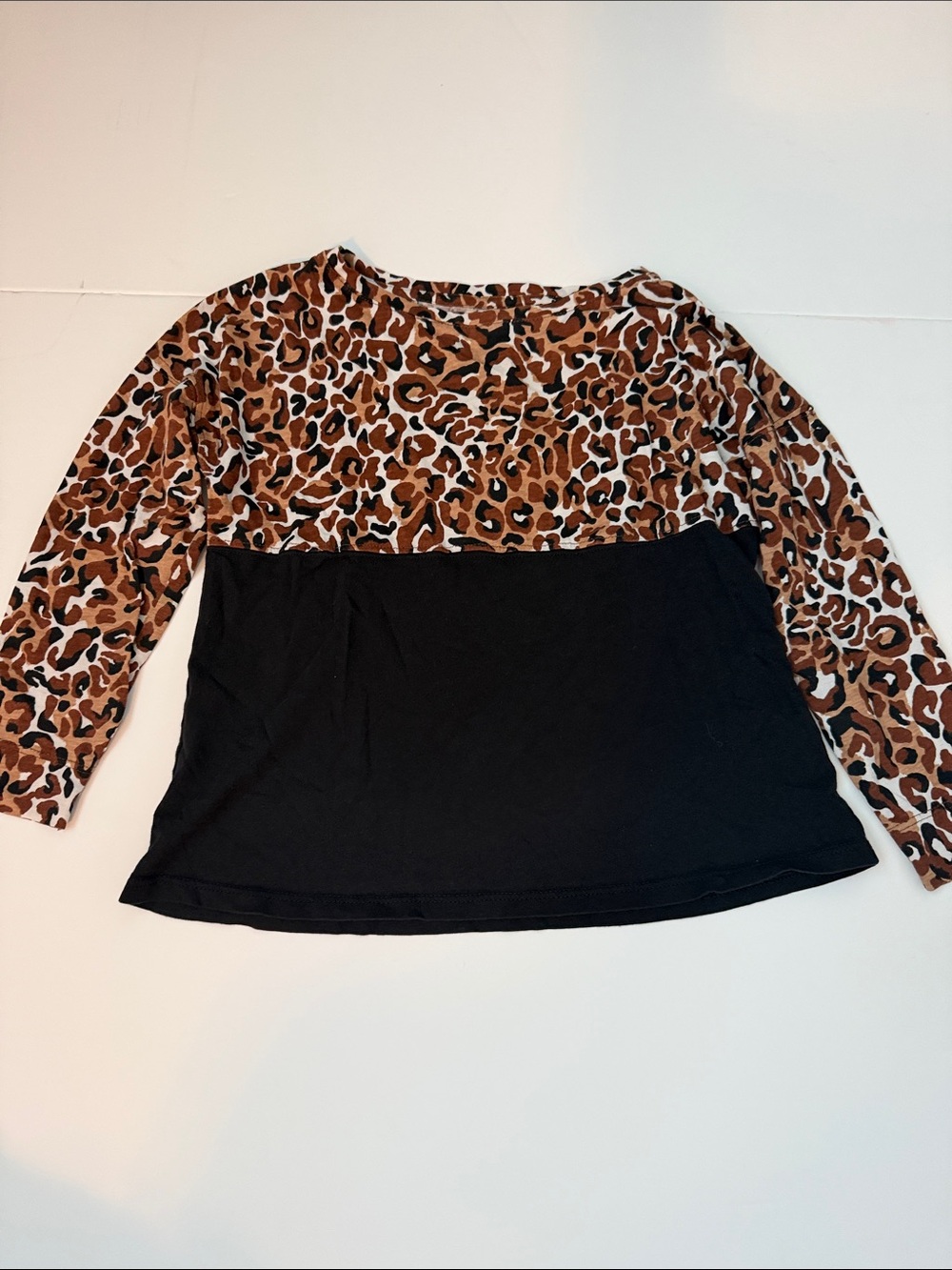 Lilly Pulitzer Leopard Print and Black Colorblock Long Sleeve Tee